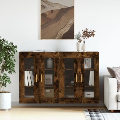 Wall Mounted Cabinets 2 pcs Smoked Oak Engineered Wood vidaXL