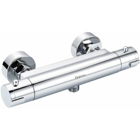 Wall Mounted Chrome Thermostatic Shower Mixer with Safety Button, Solid Brass - DBWF01GR