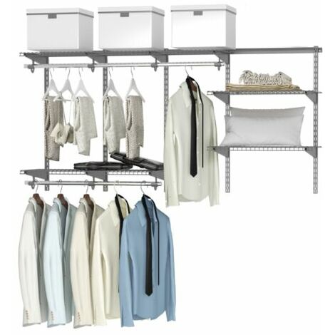 Wall Mounted Closet System Metal Hanging Storage Organizer Rack with Hanging Rod