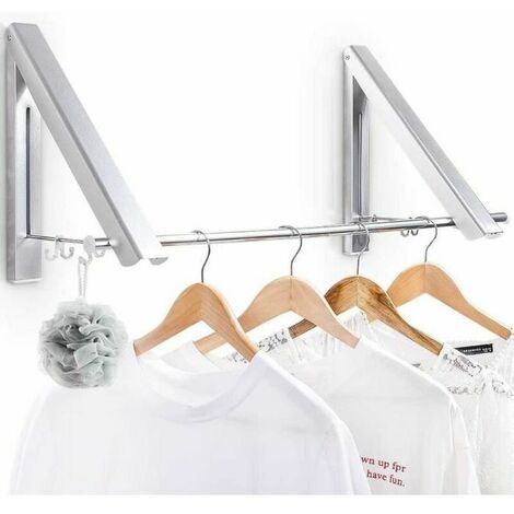 Wall-Mounted Clothes Drying Rack, Foldable Wall Mounted Drying Rack with 40cm Bar, with Hook