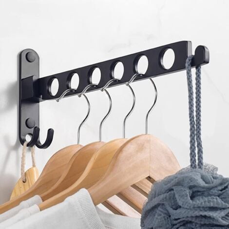 MEMKEY Wall Mounted Clothes Rack, Wall Hanger Clothes Rack, 90° Rotating Wall Mounted Foldable Clothes Rack, for Balcony, Bathroom, Hotel
