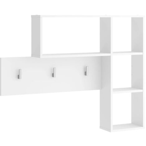 Coat Hooks Wall Panel Hallway Shelf Storage Rail White Gloss Oak