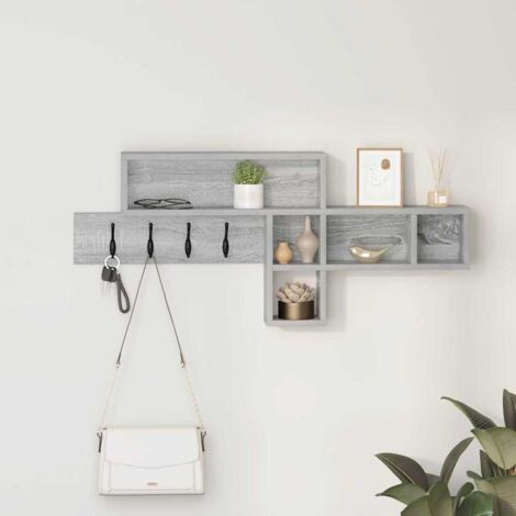 Wall-Mounted Coat Rack Grey sonoma 100 x 12 x 43.5 cm vidaXL
