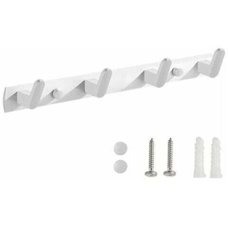 Wall-Mounted Coat Rack, Wall-Mounted Bathroom Coat Rack, Wall-Mounted Coat Rack with Towel Rail, Coat Hooks with 4 Hooks, for Bathroom, Bedroom, Kitchen, Hallway (White)
