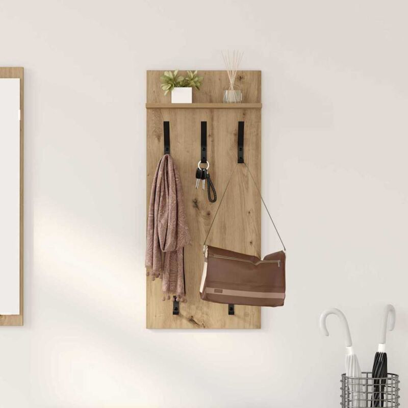 Wall-mounted Coat Rack With Shelf Artisan Oak 90 X 40 X 10 Cm Vidaxl