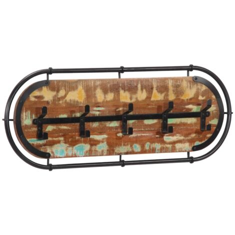 Wall-mounted Coat Rack with 5 Hooks Solid Wood Reclaimed vidaXL