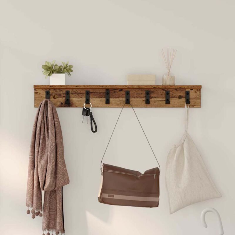 Vidaxl - Wall-mounted Coat Rack With Shelf Old Wood 80 X 10.5 X 10.5 Cm