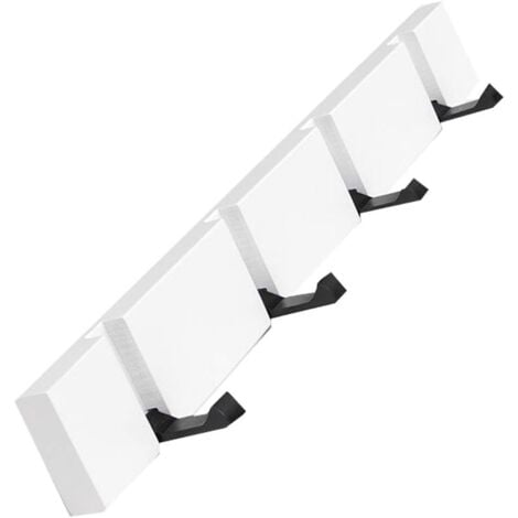 TINOR Wall Mounted Coat Rack Wooden Wall Mounted Coat Rack with Foldable Hook for Hanging Scarves Handbags Umbrellas Towels Clothes (4 Hooks, White)