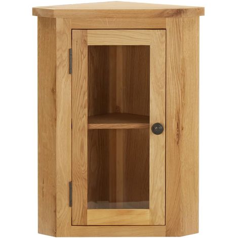 main image of "Wall-mounted Corner Cabinet 45x28x60 cm Solid Oak Wood"