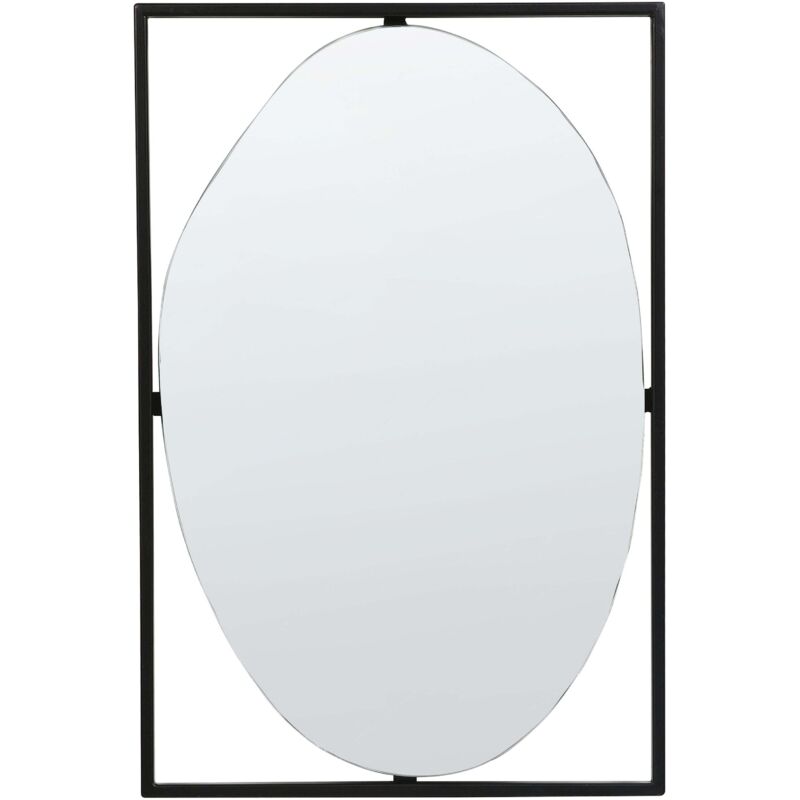 Beliani - Wall Mounted Decorative Mirror Modern Style Hanging Decor Metal 40 X 60 Cm Black Nibelle