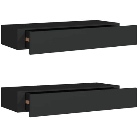 Wall-mounted Drawer Shelves 2 pcs Black 60x23.5x10cm MDF vidaXL