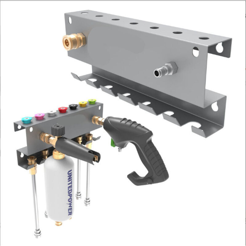 Wall-mounted foam holder with quick-connect system, multi-functional foam organizer, holder for pressure washer and pressure washer nozzle tips,