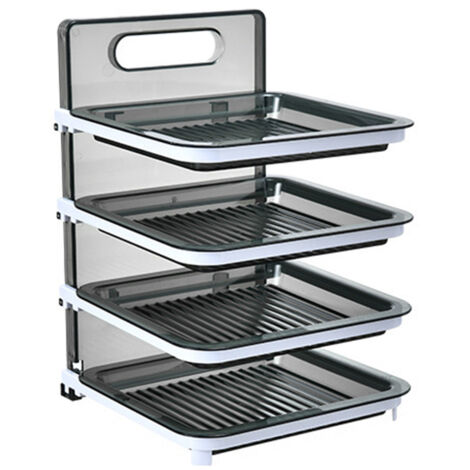 Wall Mounted Food Sorting Tray 4 Layers Storage Tray Collapsible Side Dish Stacking Storage for Hotpot Kitchen Grey