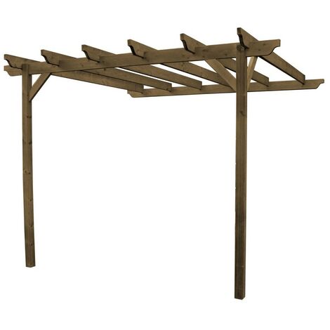 Wall Mounted Garden Pergola - Wood - L180 x W480 x H270 cm - Rustic Brown
