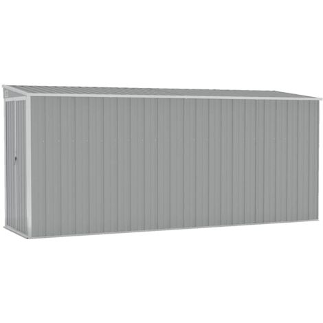 Wall-mounted Garden Shed Grey 118x382x178 cm Galvanised Steel vidaXL