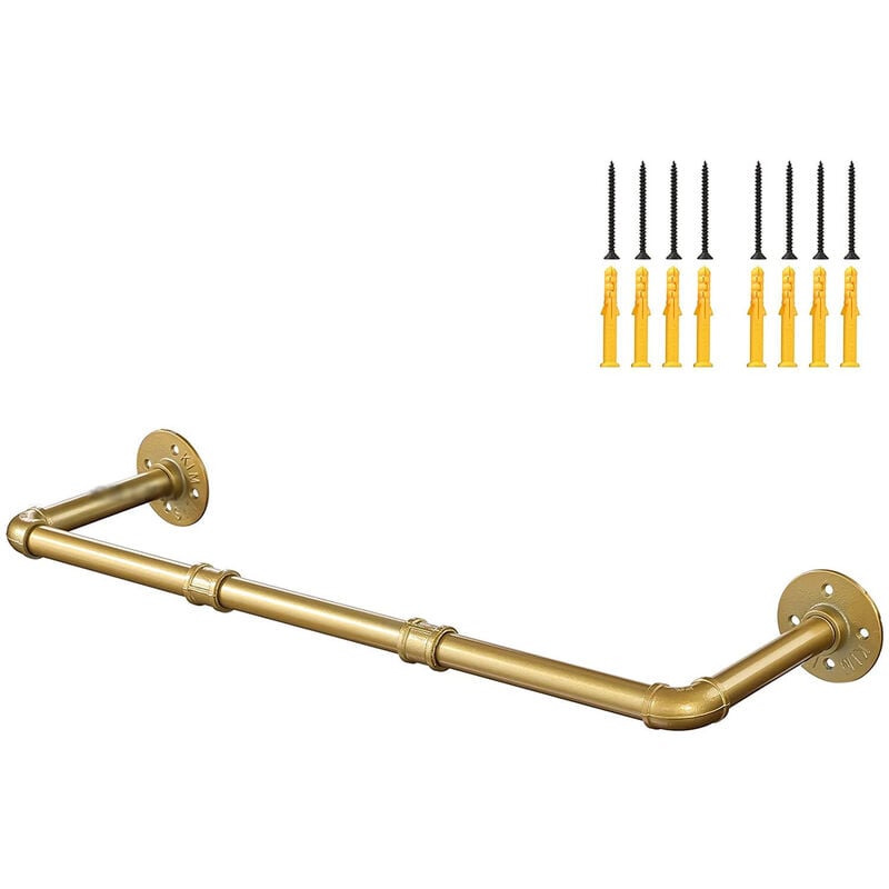 Mimiy - Wall Mounted Industrial Iron Garment Rack for Retail Display - Gold