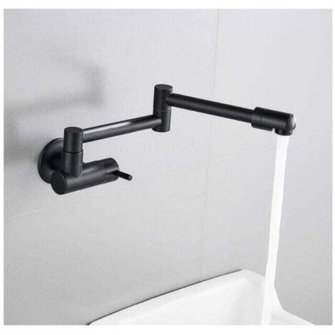 Wall-mounted kitchen tap, telescopic folding handle, black wall-mounted tap, brass wall-mounted tap, wall-mounted mixer tap, single cold water outlet