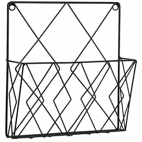 Wall Mounted Magazine Rack Newspaper Bookshelf Storage Rack Black Wire Metal Baskets Office Living Room Bedroom Decor Shelf
