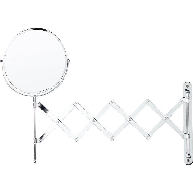 Wall Mounted Makeup Mirror Extension Arm Magnifying ø 19 cm Iron Silver