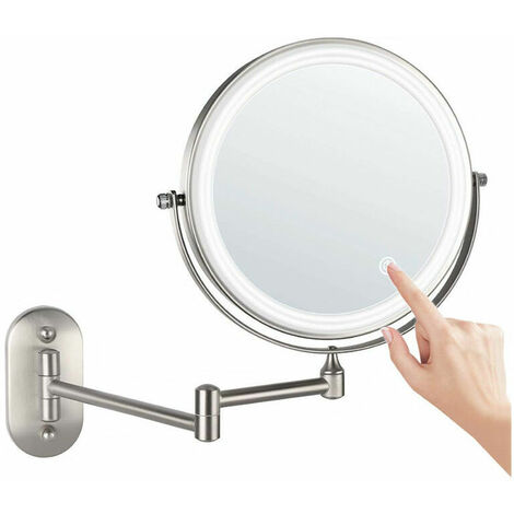 Wall-mounted makeup mirror, with 3 color modes, battery model, 3 times magnification LED mirror, upgrade 0.5 hours automatically turn off LED bathroom mirror, 360 rotation and expandable, creative gif