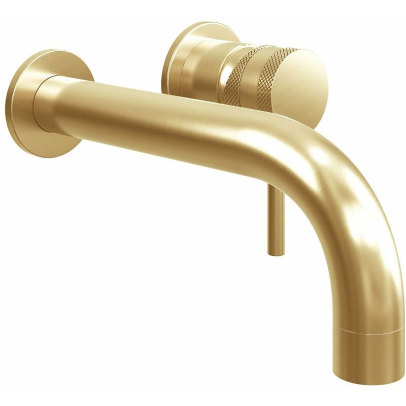 Core Lever Basin Mixer Tap Wall Mounted - Brushed Brass - Orbit