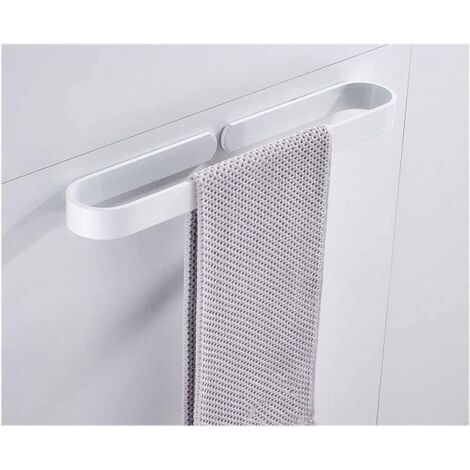 Wall-mounted, no-drill aluminum towel rack, adhesive, 30 cm, white, bathroom