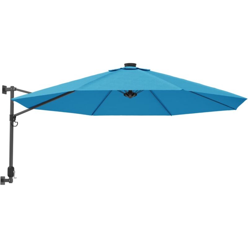 Wall-mounted Parasol With Leds Sea Blue 290cm Vidaxl
