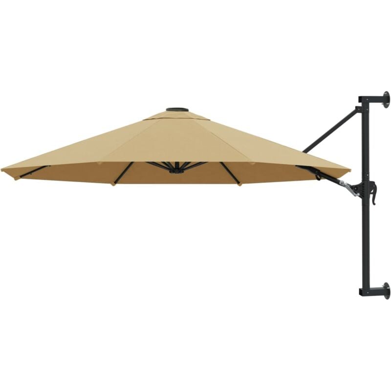 Wall-Mounted Garden Parasol with Metal Pole 300 cm Taupe vidaXL