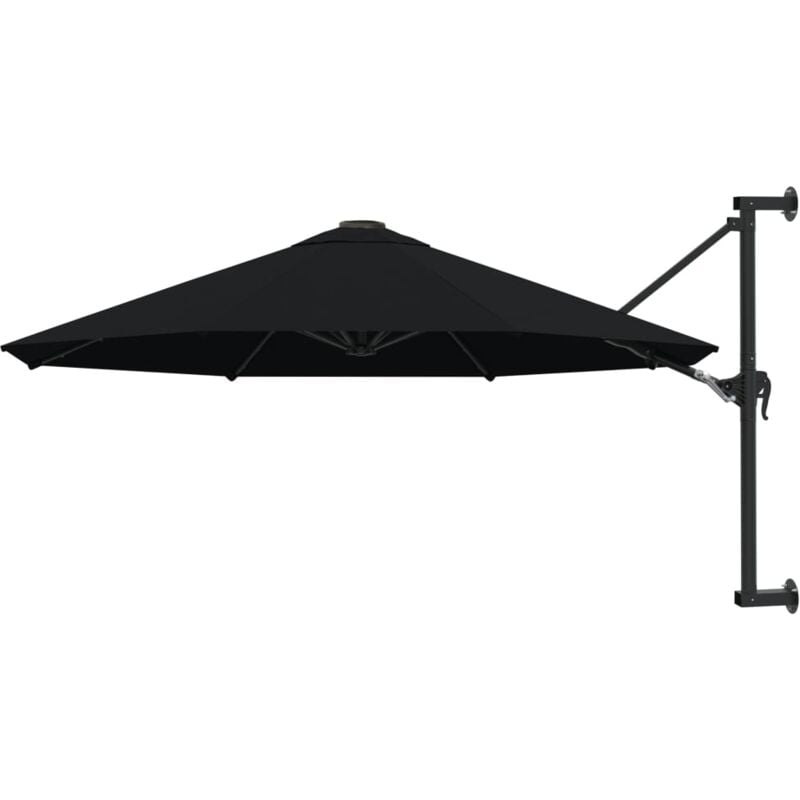 Vidaxl - Wall-Mounted Garden Parasol with Metal Pole 300 cm Black