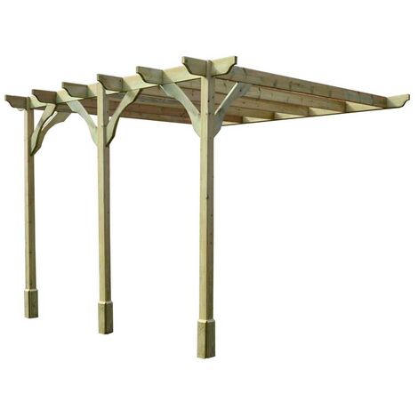 Wall Mounted Premium Pergola 3 Posts - Wood - L480 x W720 x H270 cm - Light Green