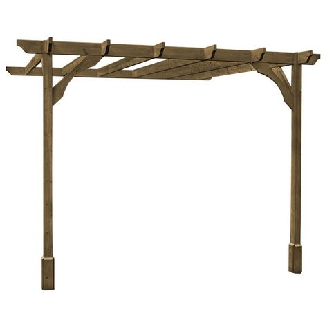 Wall Mounted Premium Pergola - Wood - L300 x W480 x H270 cm - Rustic Brown