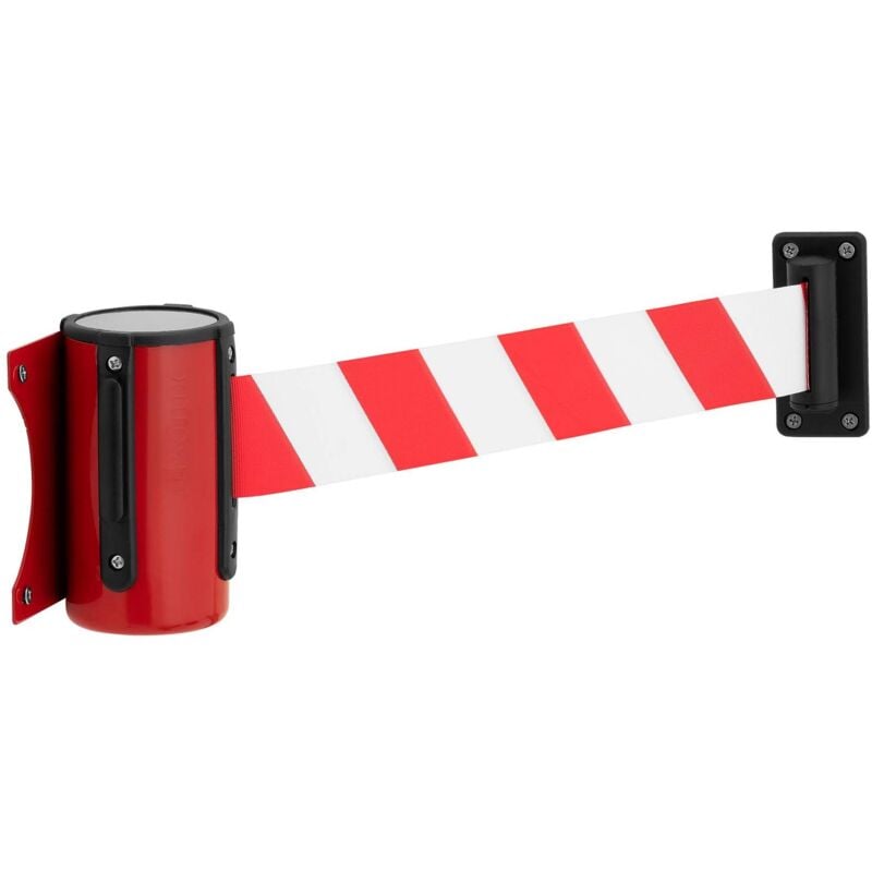 Ulsonix - Wall Mounted Retractable Barrier 2 m red/white Belt Cassette Iron