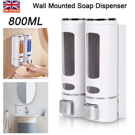 Wall-Mounted Soap Dispenser 800ML Hand Soap Dispenser Wall Mounted Double Liquid Shampoo Shower Gel Dispenser Washroom Lotion Dispenser for Bathroom Restroom Hotel