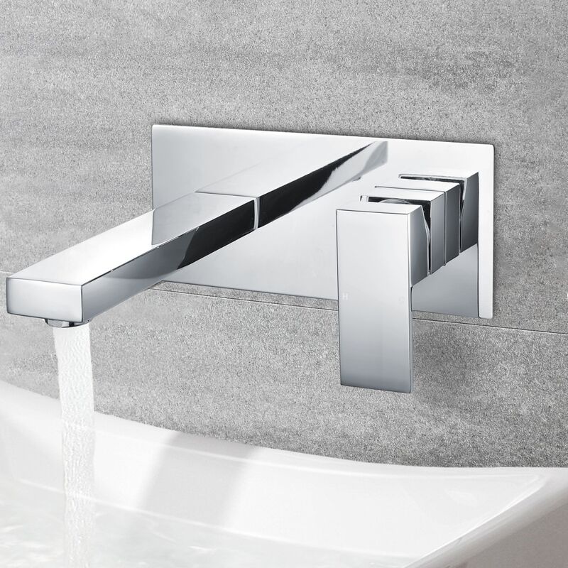 Wall Mounted Square Basin Mixer Tap Chrome