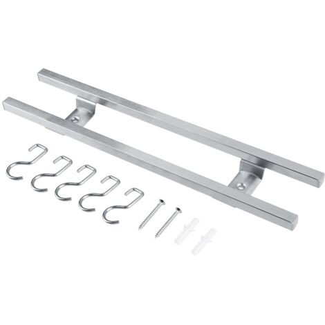 Wall Mounted Stainless Steel Magnetic Knife Holder Double Bar Kitchen Utensil Storage Rack 40cm