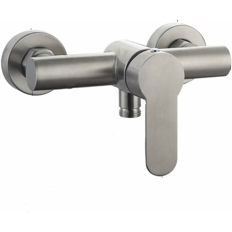 Wall-mounted stainless steel shower mixer tap with single lever for cold and hot water