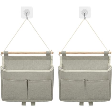 Wall Mounted Storage Bag, 2pcs Hanging Bag Pocket Organizer (Grey)