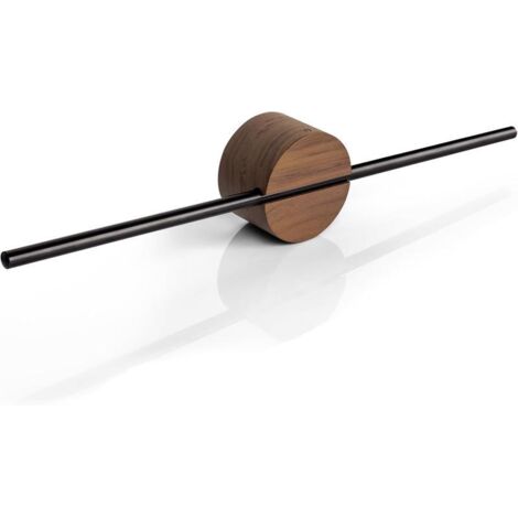 Wall-mounted swivel towel rail, no drilling required, walnut-effect aluminum, 50 cm, bathroom