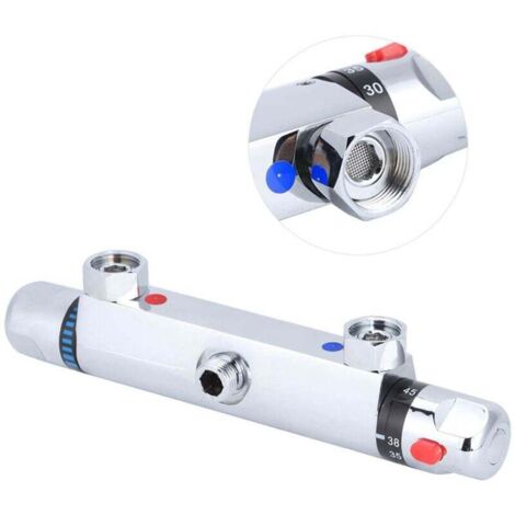Wall-mounted thermostatic mixer tap for bath/shower - Chrome-plated brass - Anti-scald tap - Bathroom accessory - Smart constant temperature
