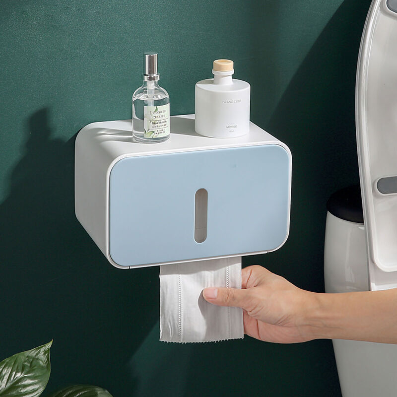 Stunacy Wall Mounted Toilet Paper Holder Ps Abs Waterproof Roll Paper Tissue Storage Box Bathroom Accessories Blue