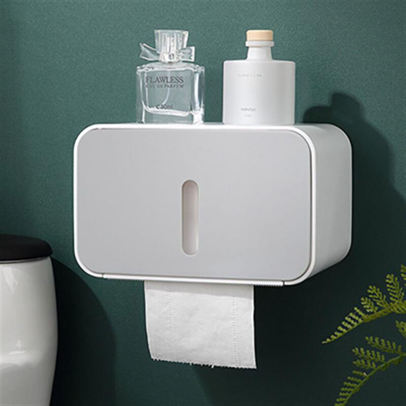 Stunacy Wall Mounted Toilet Paper Holder Ps Abs Waterproof Roll Paper Tissue Storage Box Bathroom Accessories Gray