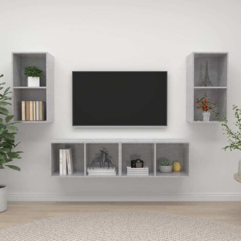 Wall-mounted TV Cabinets 4 pcs Concrete Grey Engineered Wood vidaXL