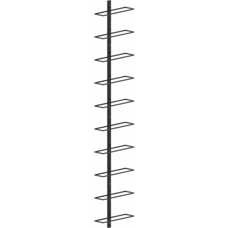 Wall-mounted Wine Rack for 10 Bottles Black Metal vidaXL