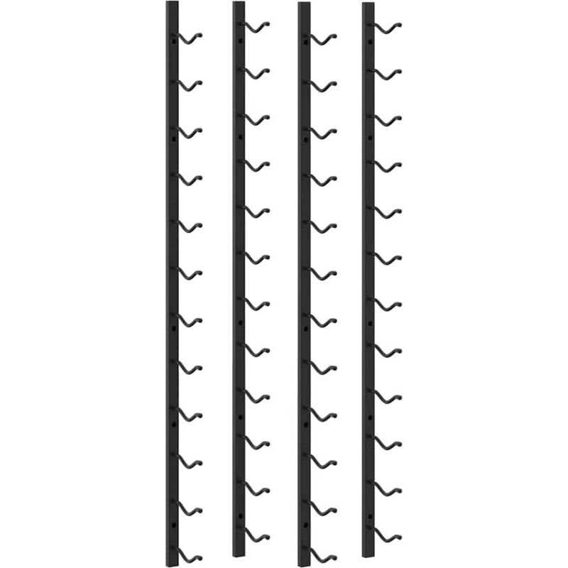Vidaxl Wall Mounted Wine Racks For 12 Bottles 2 Pcs Black Iron, Black
