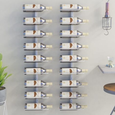 Wall-mounted Wine Rack for 9 Bottles 2 pcs White Iron vidaXL