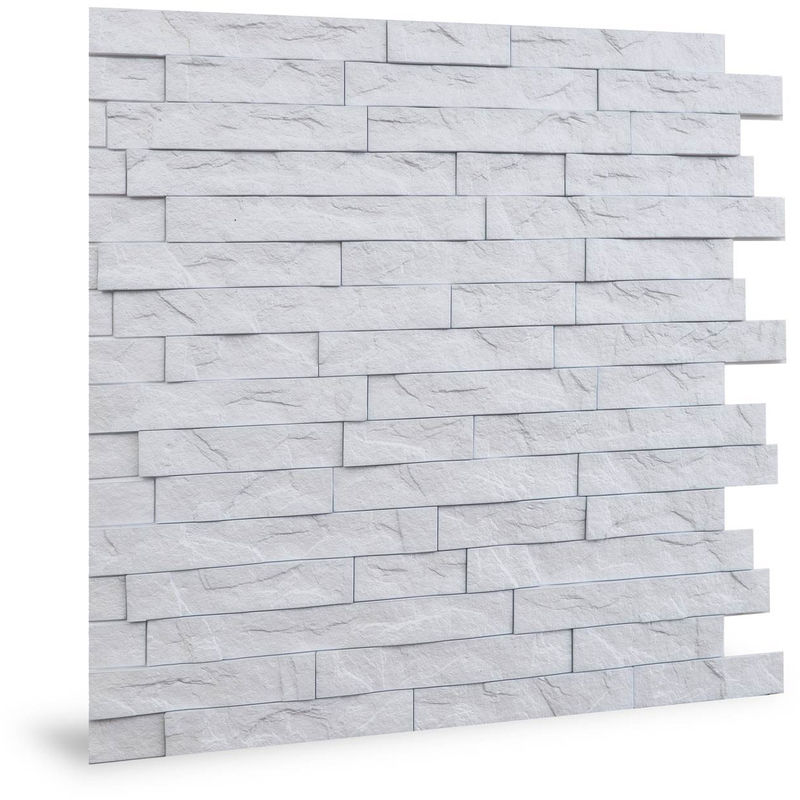 Wall panel 3D 704447 Ledge Stone Matte White embossed Decor panel stone look glossy white 2 m2 - Profhome 3d