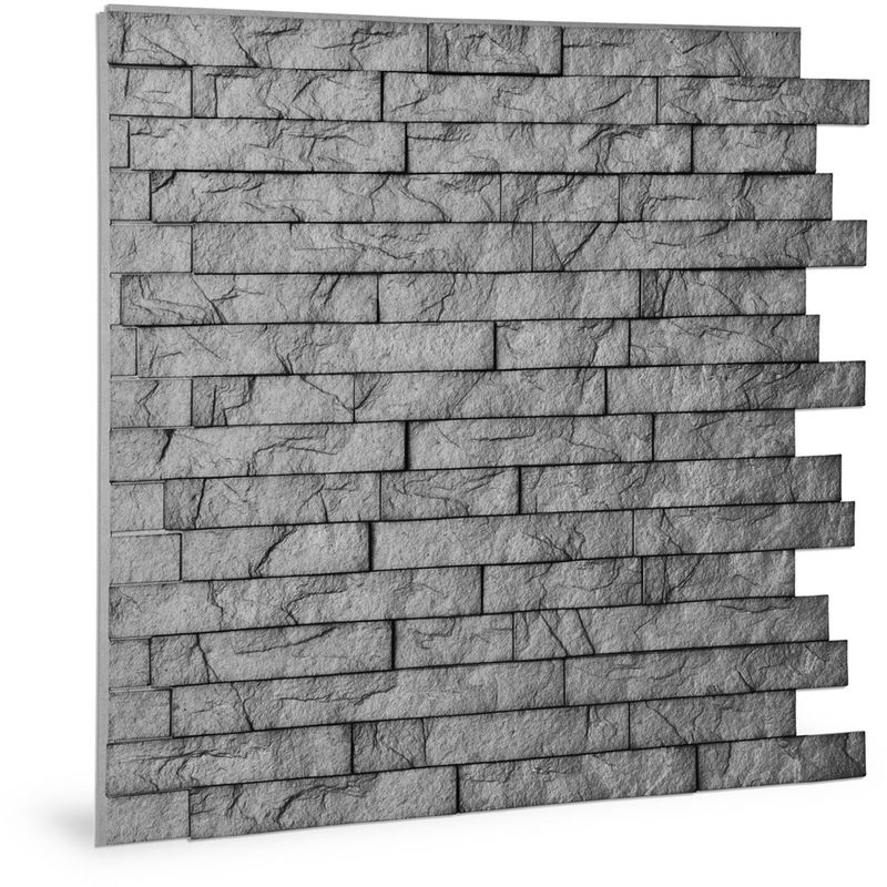 Wall panel 3D Profhome 3d 704500 Ledge Stone Portland Cement embossed Decor panel stone look glossy grey 2 m2 - grey