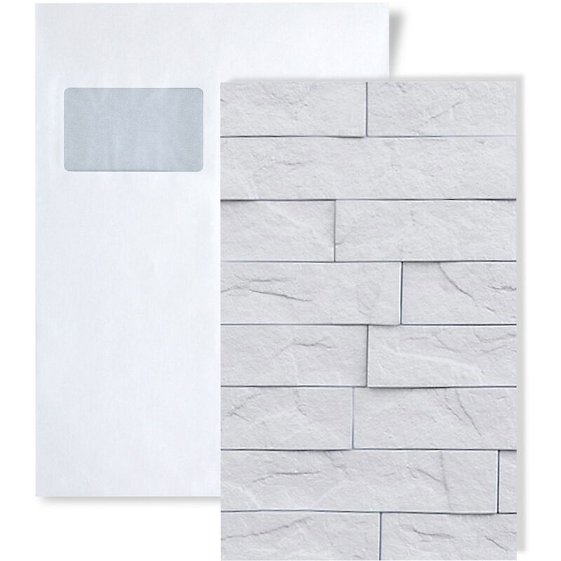 1 SAMPLE PIECE S-704447 Profhome 3D Ledge Stone INTERLOCKING Collection Wall panel SAMPLE in DIN A4 size - white