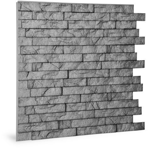 Wall panel 3D Profhome 3D 704500 Ledge Stone Portland Cement embossed Decor panel stone look glossy grey 2 m2