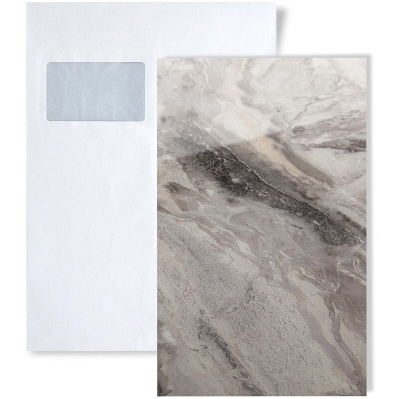 Wallface - 1 sample piece S-19340 marble alpine ar+ S-Glass Collection Sample of decorative panel in din A5 size - grey